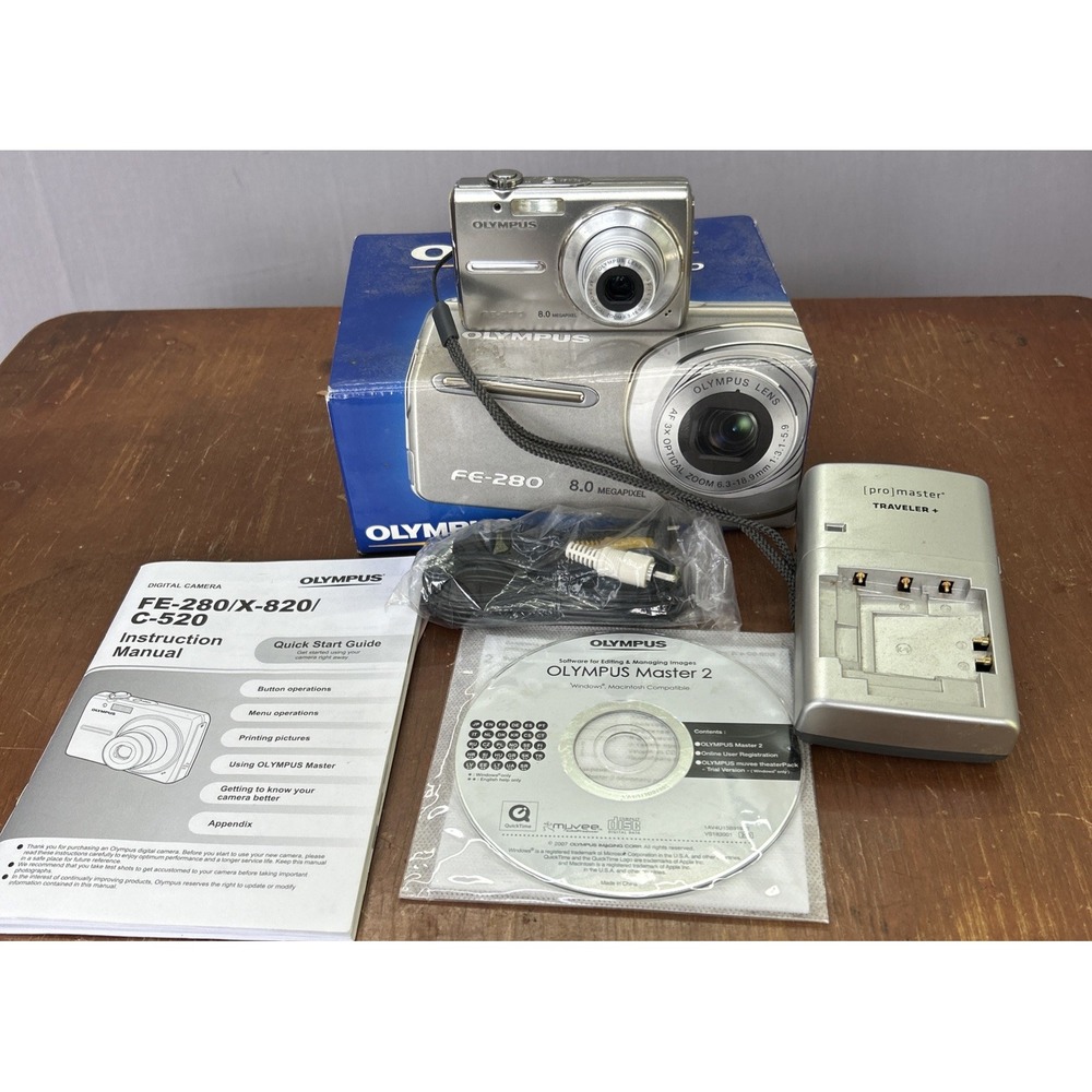 Olympus Digital Cameras FE-280 8.0MP Blue Complete With Box Plus Manuals,Charger